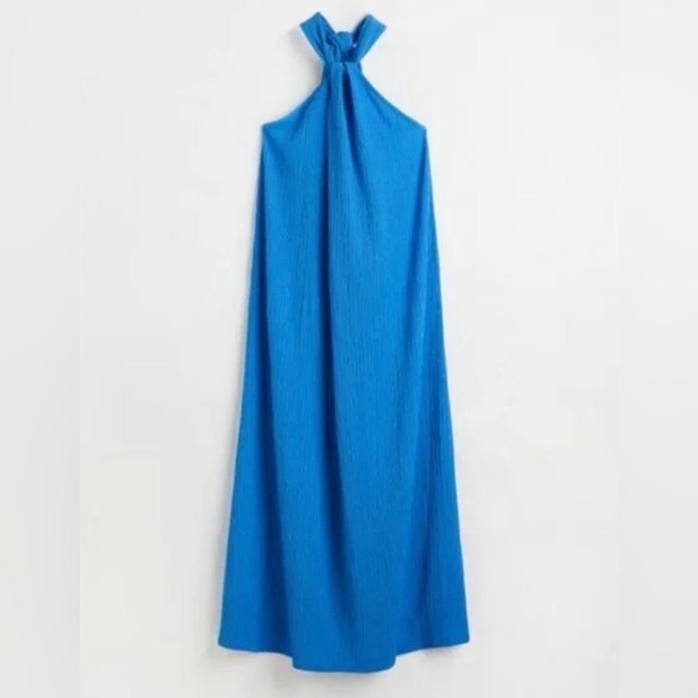 Blue H&M halter-neck midi dress